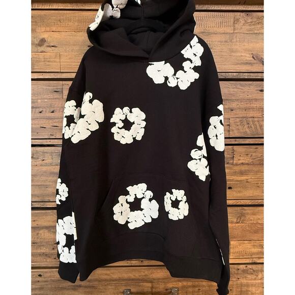 DENIM TEARS Other - Denim Tears Hoodie Mens Sz Medium Black Cotton Wreath Streetwear 100% AUTHENTIC